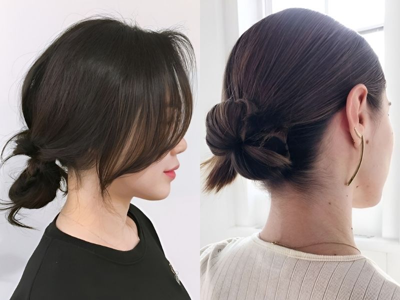 TOP 15+ cách búi tóc đẹp thanh lịch, dễ làm cho nàng hiện đại Cách búi tóc thấp đánh rối đem đến vẻ ngoài thanh lịch và nhẹ nhàng (Nguồn: kenh14, Beauty D)